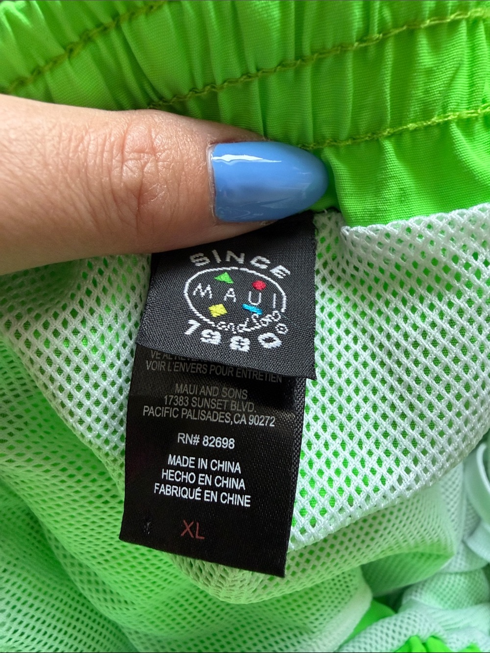 Maui and Sons Neon Green Athletic Shorts - Picture 5 of 6